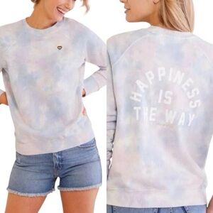 SPIRITUAL GANGSTER HAPPINESS IS THE WAY TIE DYE PINK SWEATSHIRT SIZE MEDIUM